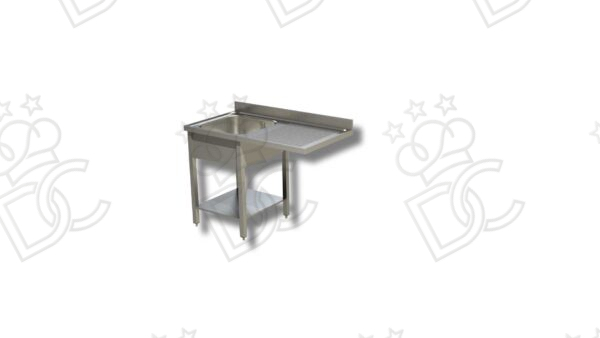 Lavatoio 1 vasca su gambe e ripiano + gocciolatoio dx e vano lavastoviglie