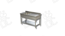 Lavatoio su gambe quadre 1 vasca + gocciolatoio dx con ripiano