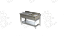 Lavatoio su gambe quadre 1 vasca + gocciolatoio sx con ripiano