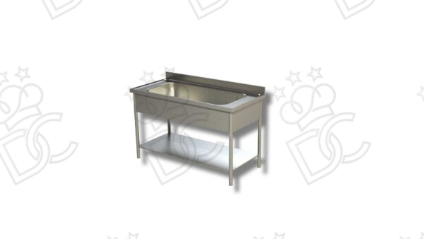 Lavatoio su gambe tonde 2 vasche con ripiano