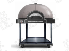 Forno elettrico “a cupola” con piano di cottura rotante (ø 140 cm) - su supporto ribaltabile aperto con ruote