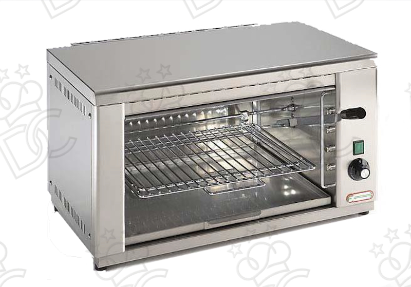 Electric salamander - front and pass-through opening - with lever - grill 41x30 cm