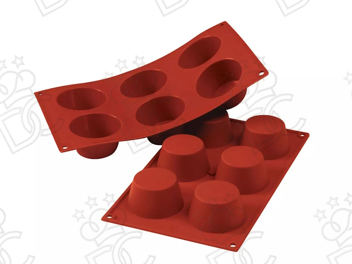 Food-grade silicone mold for 6 medium muffins Ø69x35h mm