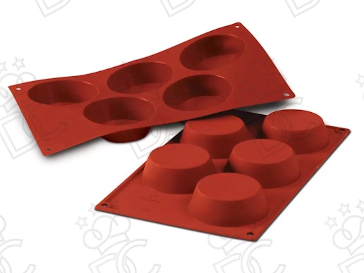 Stampo in silicone alimentare per N°5 Muffin Grandi mm Ø81x32h