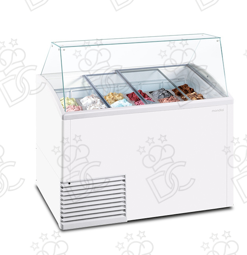 Display case for freshly churned gelato - No. 10 pans of 5 lt each - White color