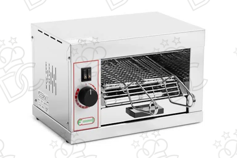 Toaster with 2 clamps and quartz heating element