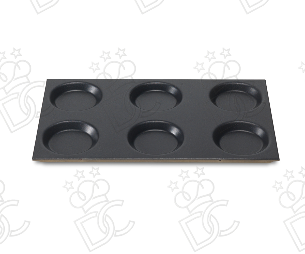 Teglia GN 1/1 in alluminio per 6 frittate  ø mm 120