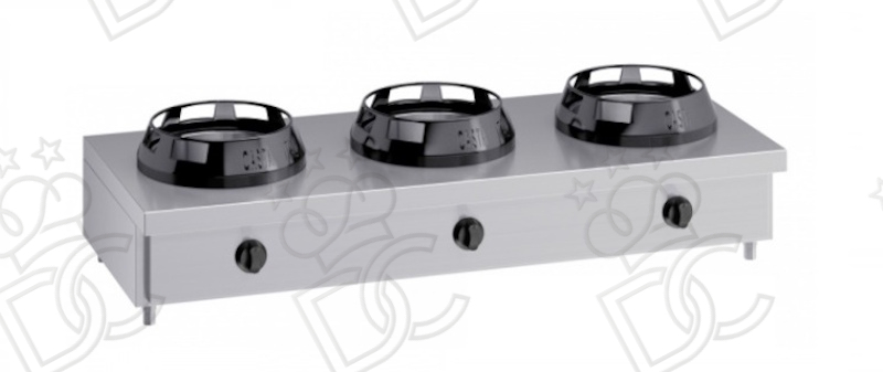 Countertop three-burner wok range - depth 50