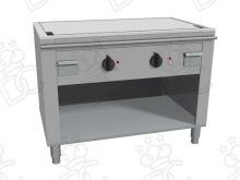 Electric teppanyaki with two cooking zones - on open cabinet - depth 70