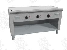 Electric teppanyaki with three cooking zones - on open cabinet - depth 70