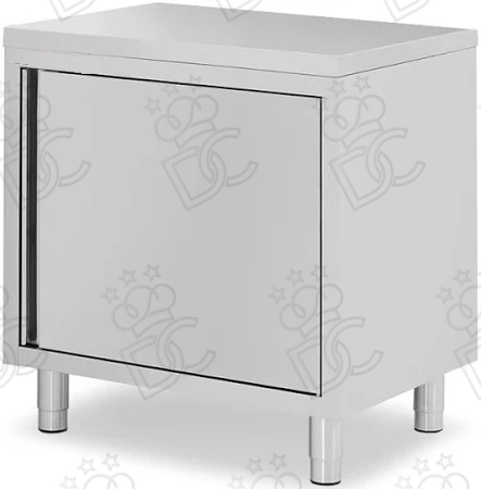 Table armoire avec porte battante - Profondeur 60 cm - Une étagère intérieure - Sans levier