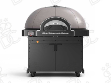 Forno elettrico “a cupola” con piano di cottura rotante (ø 140 cm) - su supporto ribaltabile chiuso con ruote e sportello