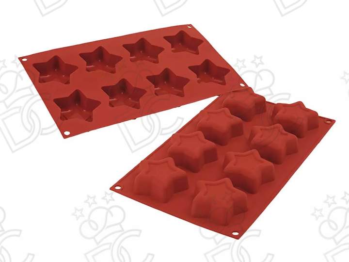 Stampo in silicone alimentare per N°8 Stelle mm Ø70x25h